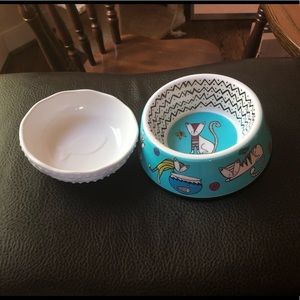 Two Whisker City cat bowls